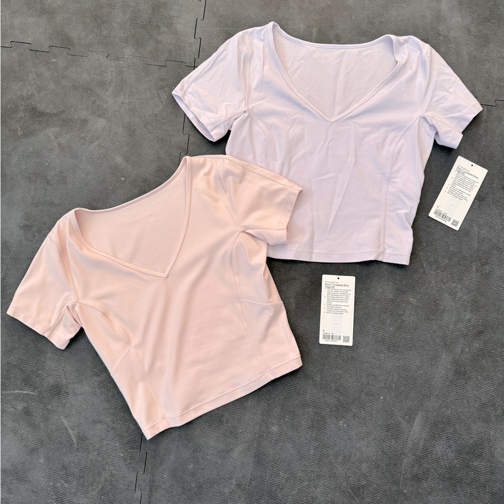 lululemon * 8 * PINK ONLY nulu cropped slim yoga ss t shirts blush